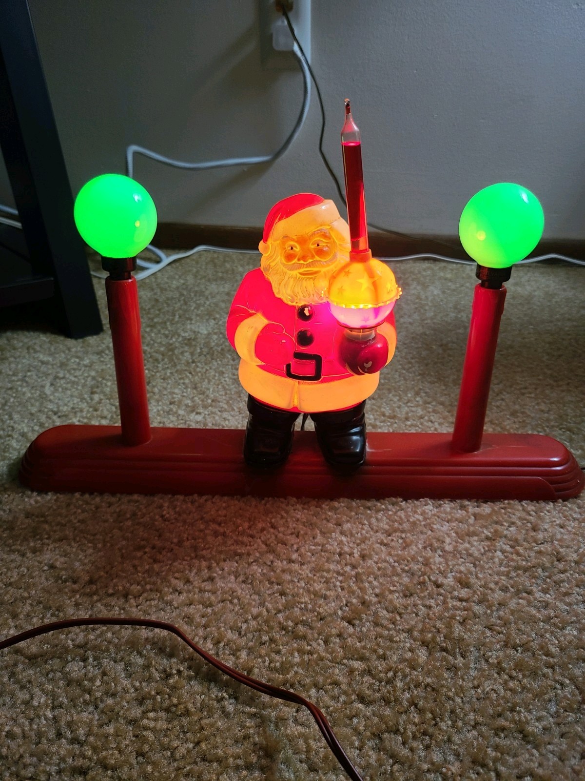 Vintage Royal Electric Santa Claus Candolier 4-Light Christmas Centerpiece 