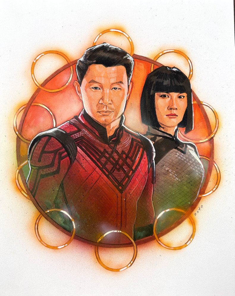 COMIC BOOK ARTIST PHIL NOTO SHANG -CHI LEGEND OF THE 10 RINGS ILLUSTRATION 11X14