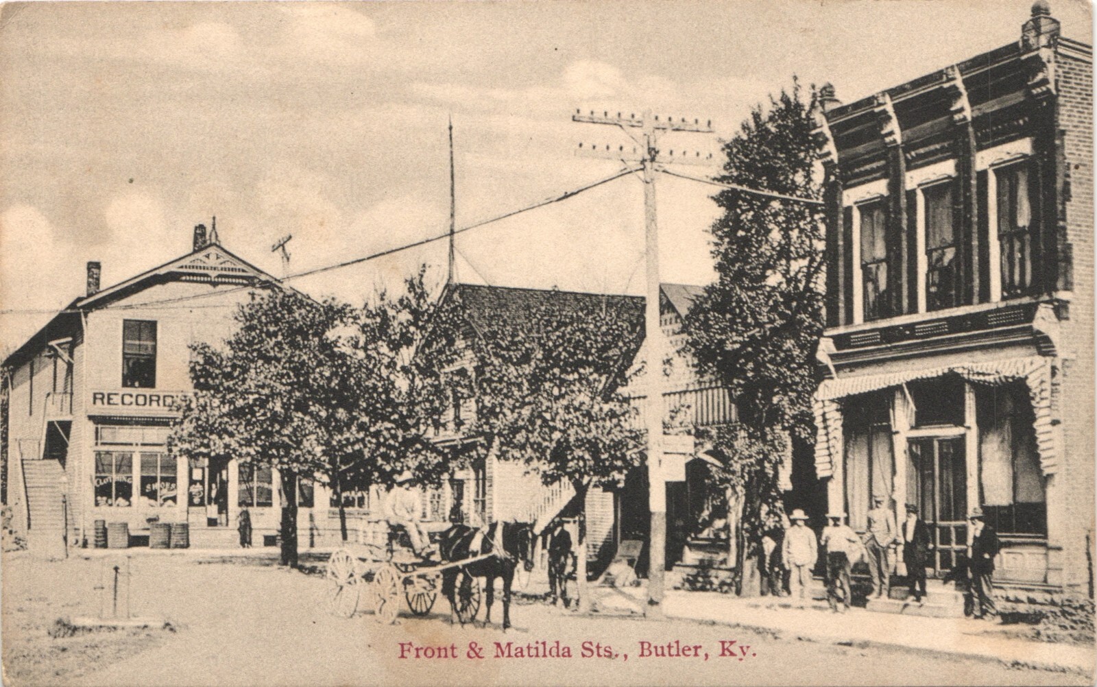 DOWNTOWN MAIN STREET butler ky original antique postcard kentucky history