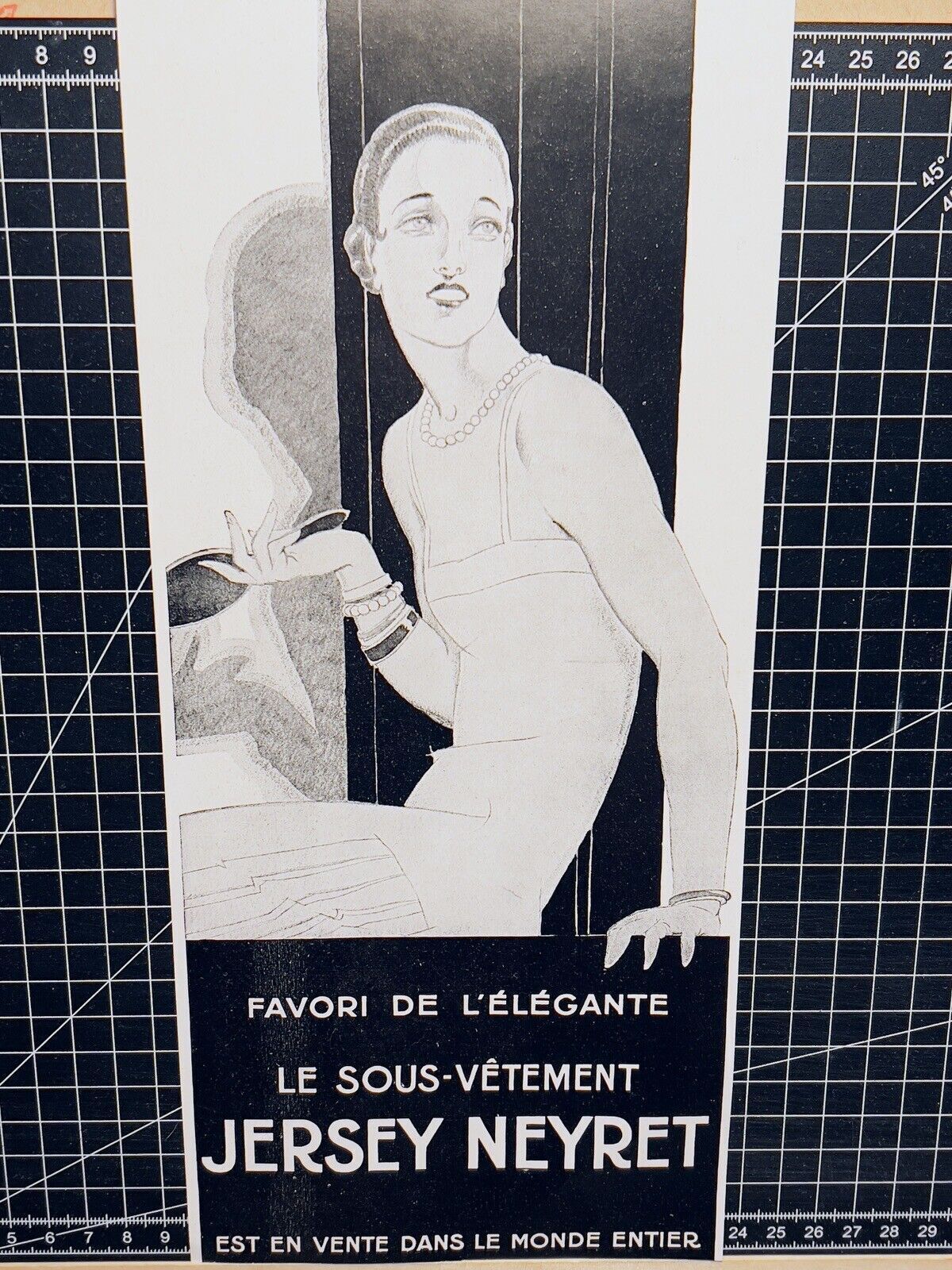 WOMEN'S ELEGANT FASHION ADVERTISING VINTAGE FRANCE 1925 ORIGINAL...