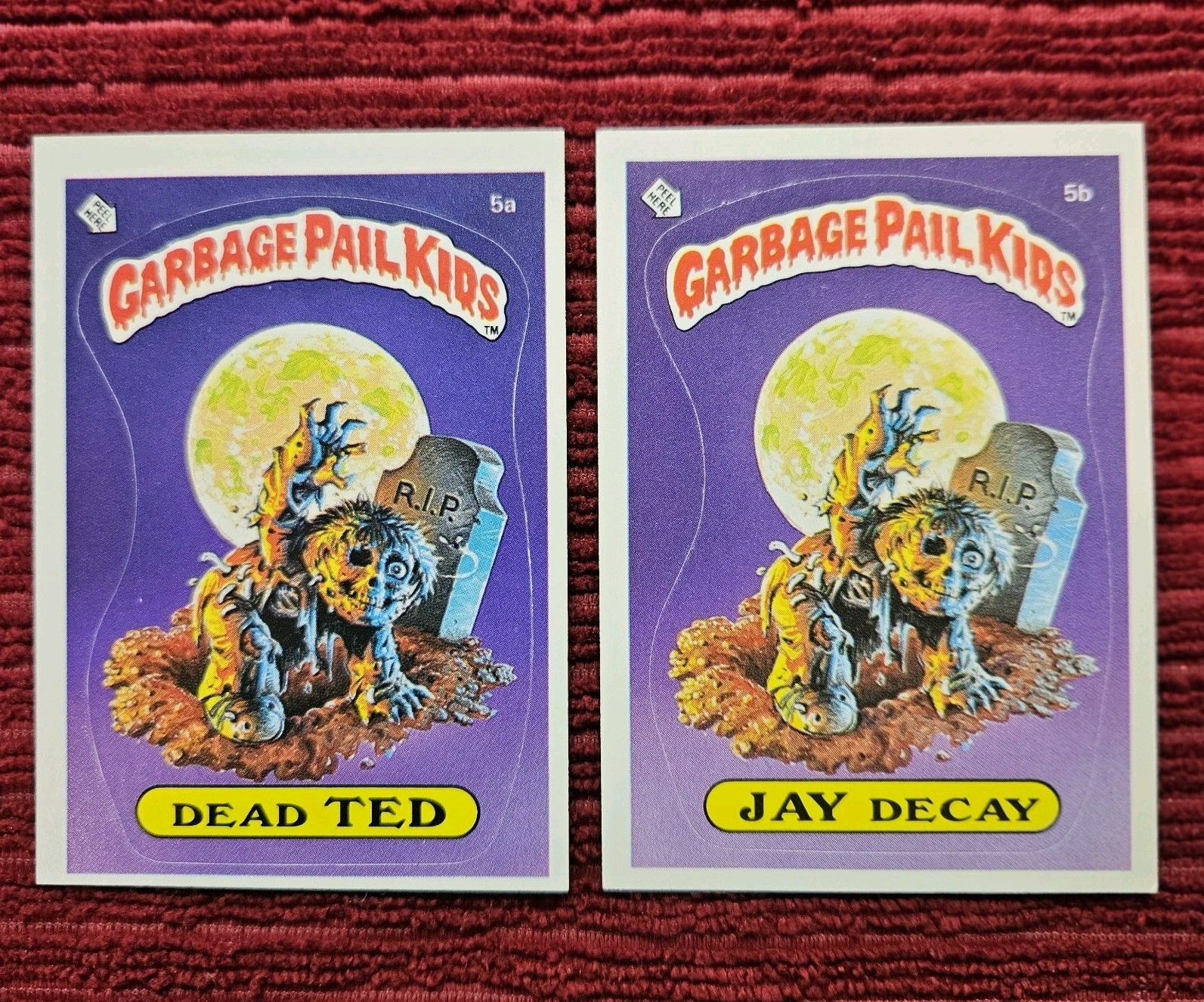 1985 Topps Garbage Pail Kids OS1 1st Series 1 DEAD TED 5a & JAY DECAY 5b Card