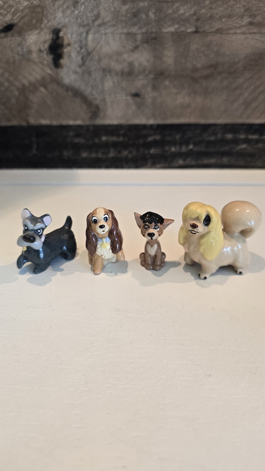 RARE Vintage Hagen Renaker Lady Tramp Set of 4 Peg Lady Jock Pedro Disney Dogs