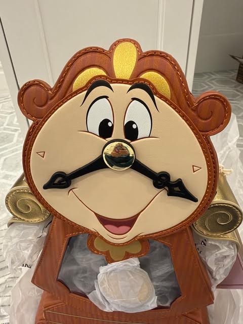 D23 Exclusive Disney Beauty and the Beast Cogsworth Figural Crossbody Bag