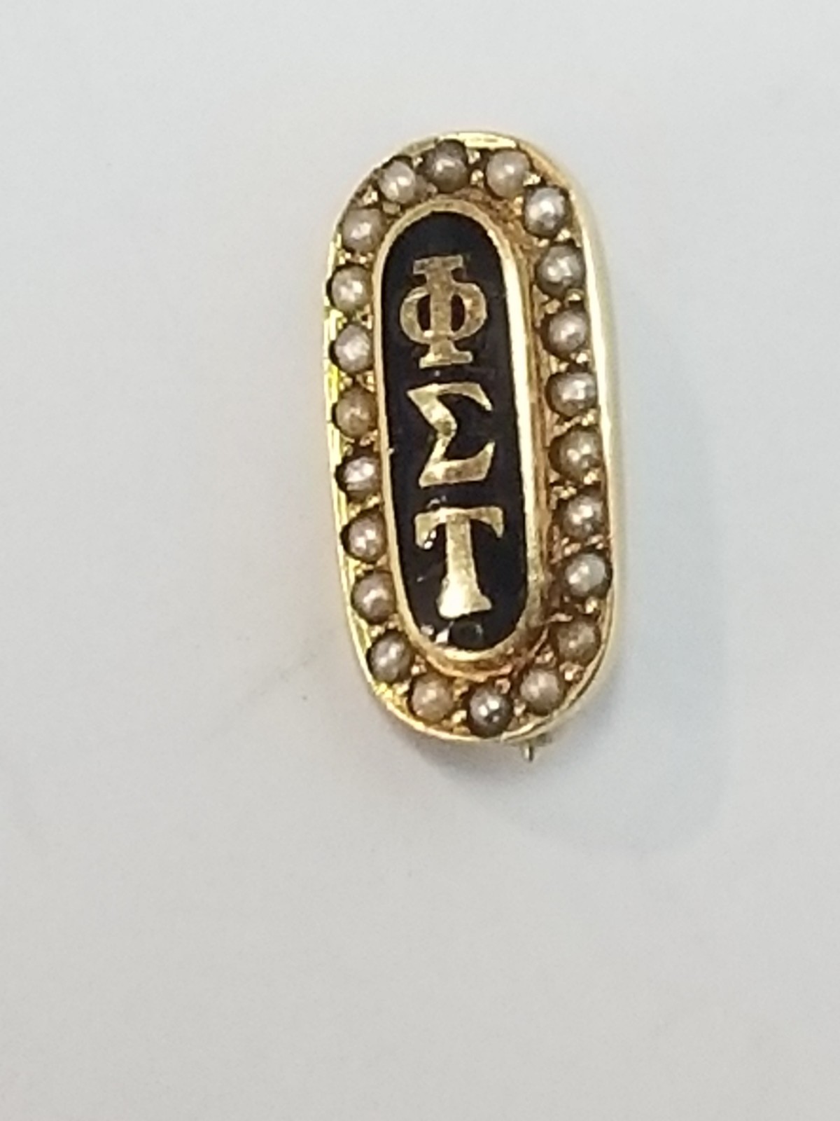 RARE Vintage/Antique 14k YELLOW GOLD PHI SIGMA TAU PIN w SEED PEARLS
