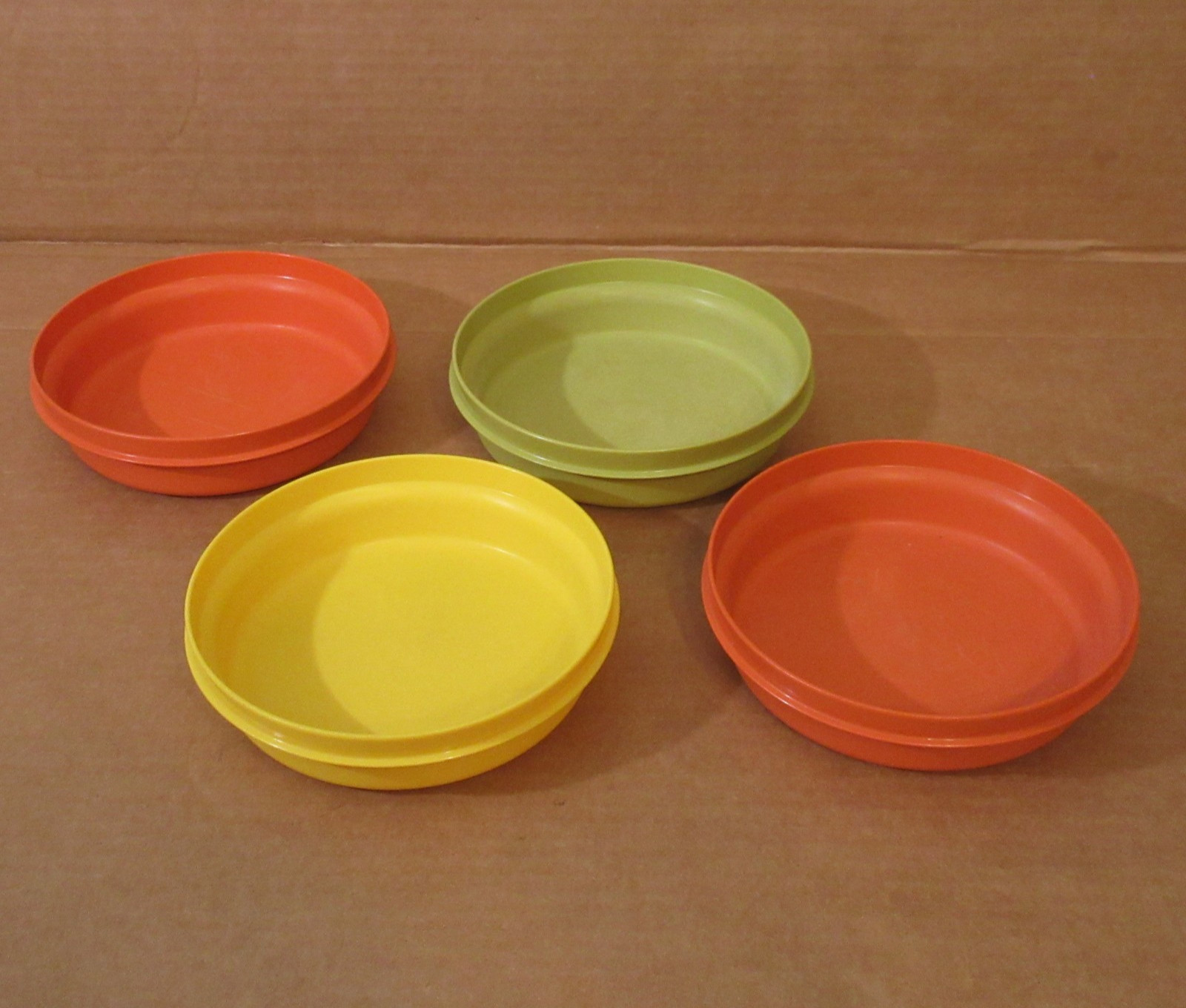 Vtg Lot 4 Tupperware Seal-N-Serve Bowl 1206 w/o Lids Avocado Green Yellow Orange