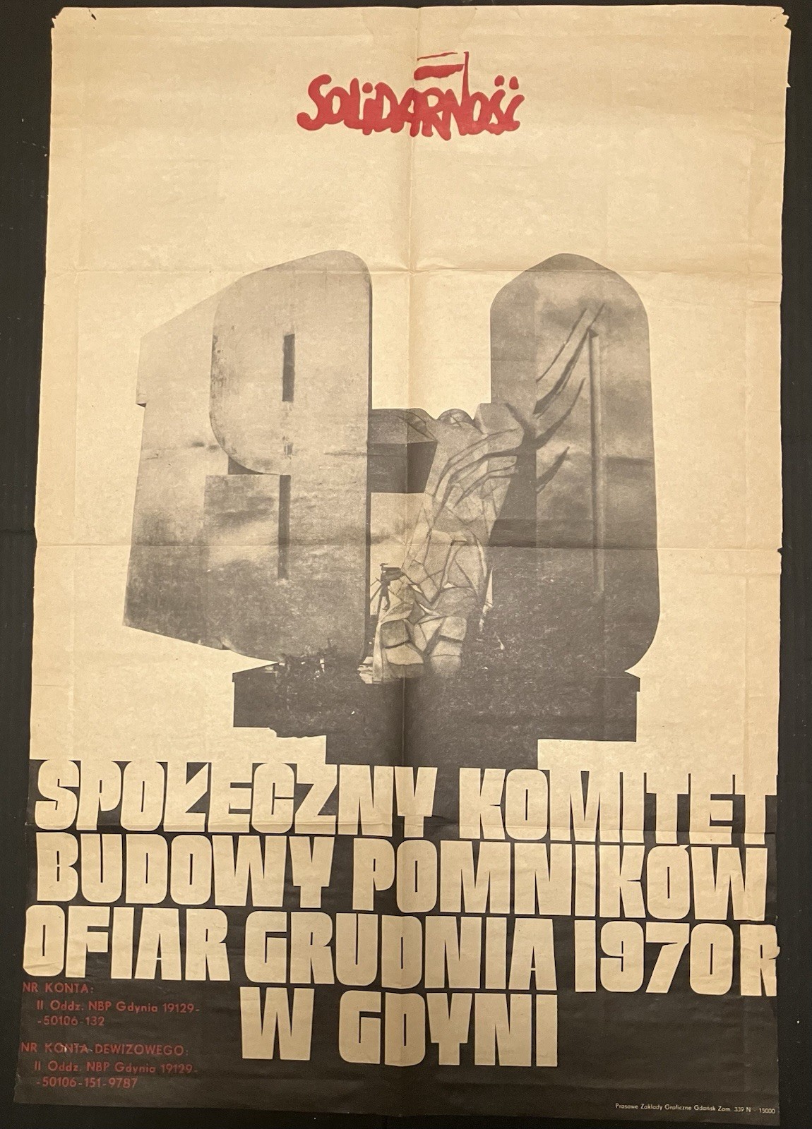 Solidarity Solidarność Poster 1970 Gdynia Memoriał Vintage Polish Political.