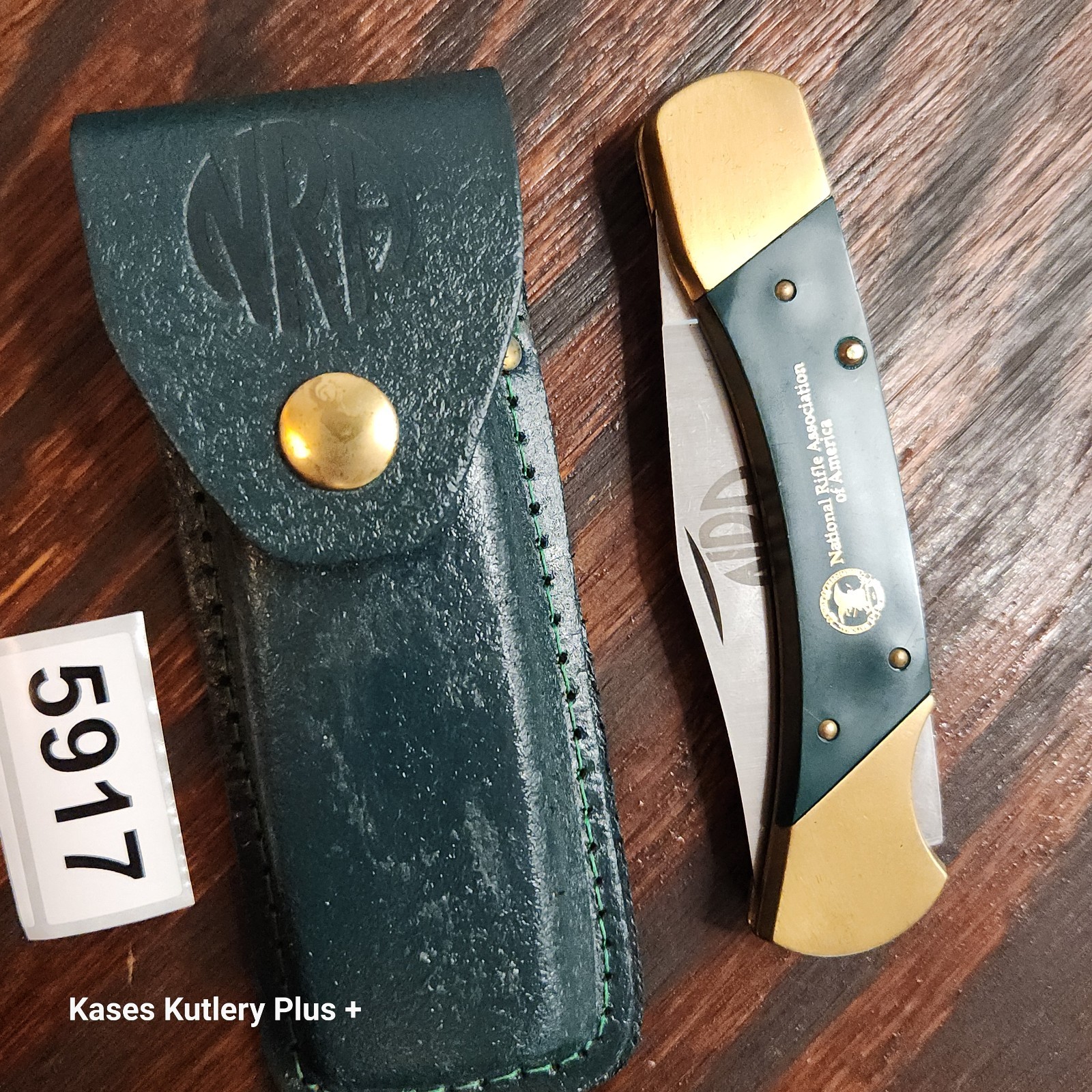 Vintage Coyote Lockback NRA Folding Knife Made In USA By Colonial W/Sheat