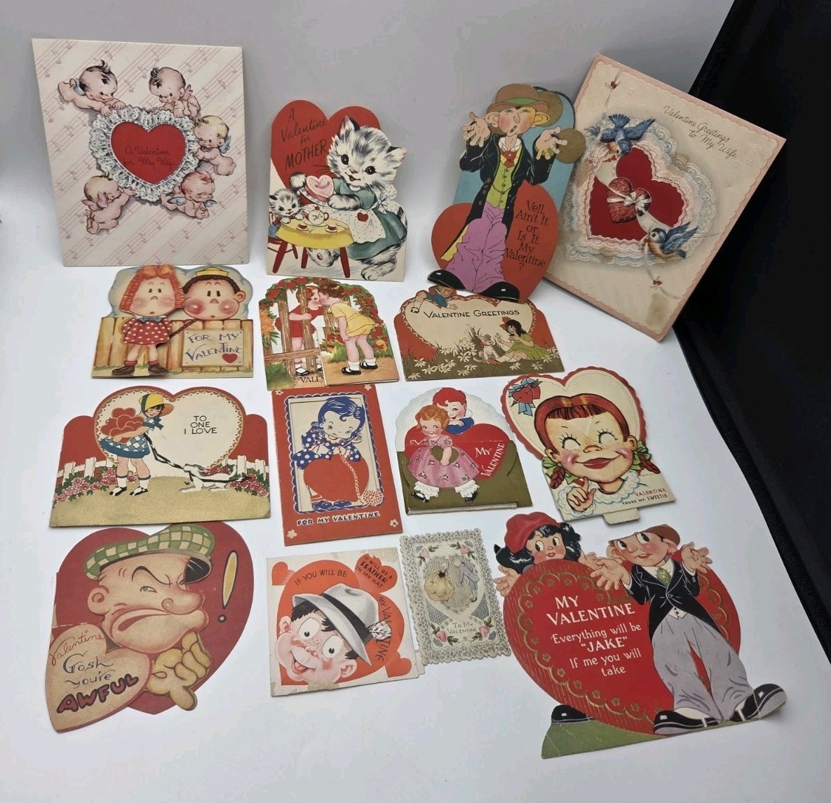 Vintage Valentine\'s Day Cards Lot 1930\'s mechanical die cut pop up moving Popeye
