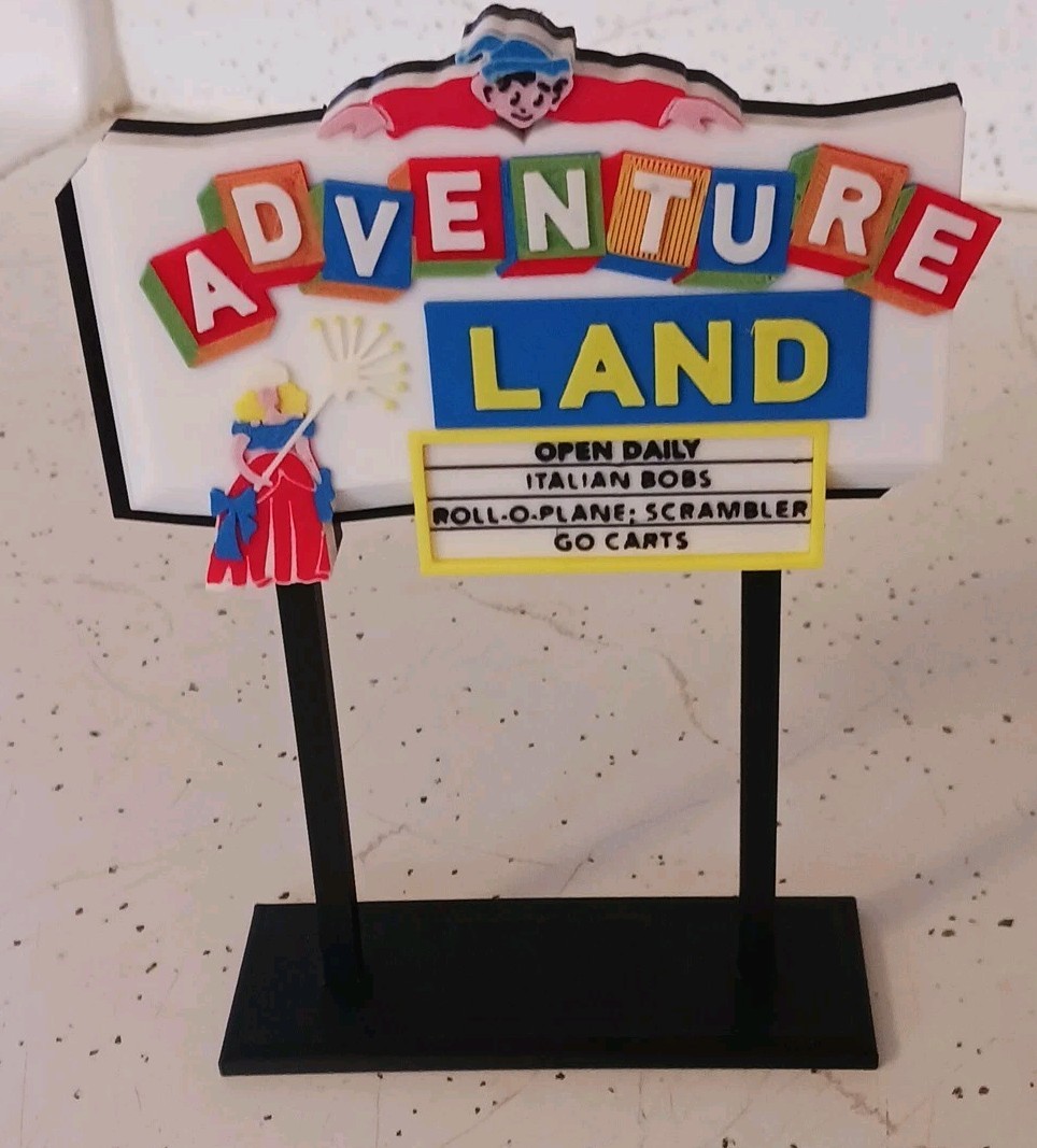 Adventureland 1970s Amusement Park Sign Addison Illinois Miniature Diorama Sign 