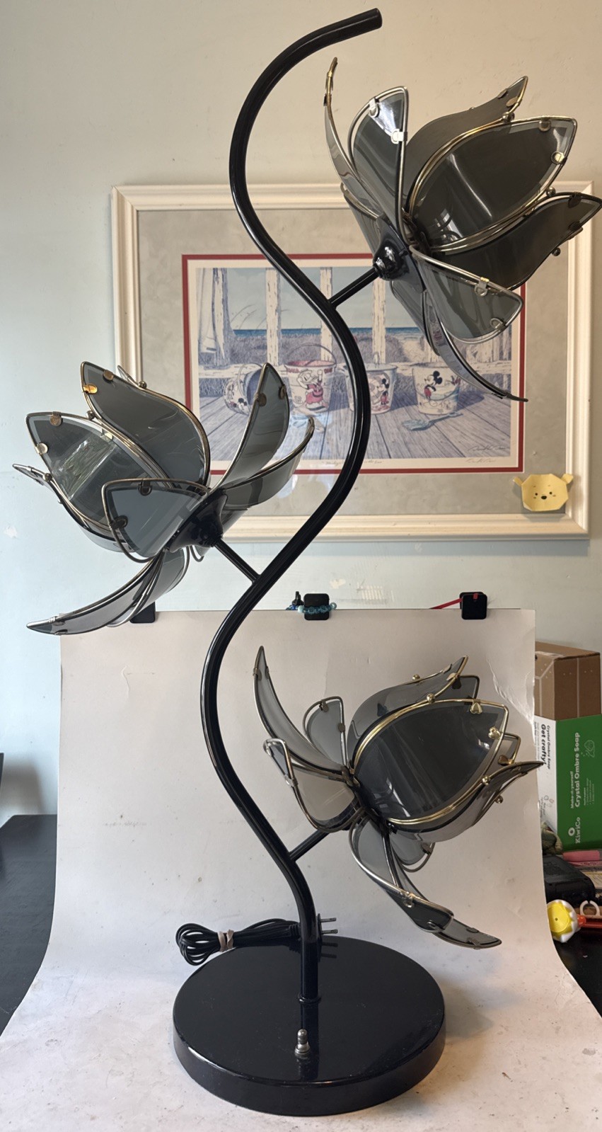 VTG Anthony Cal. Hollywood MCM Regency 1970's Lotus Flower Standing Lamp 36” A++ VTG Anthony Cal. Hollywood MCM Regency 1970's Lotus Flower Standing Lamp 36” A++