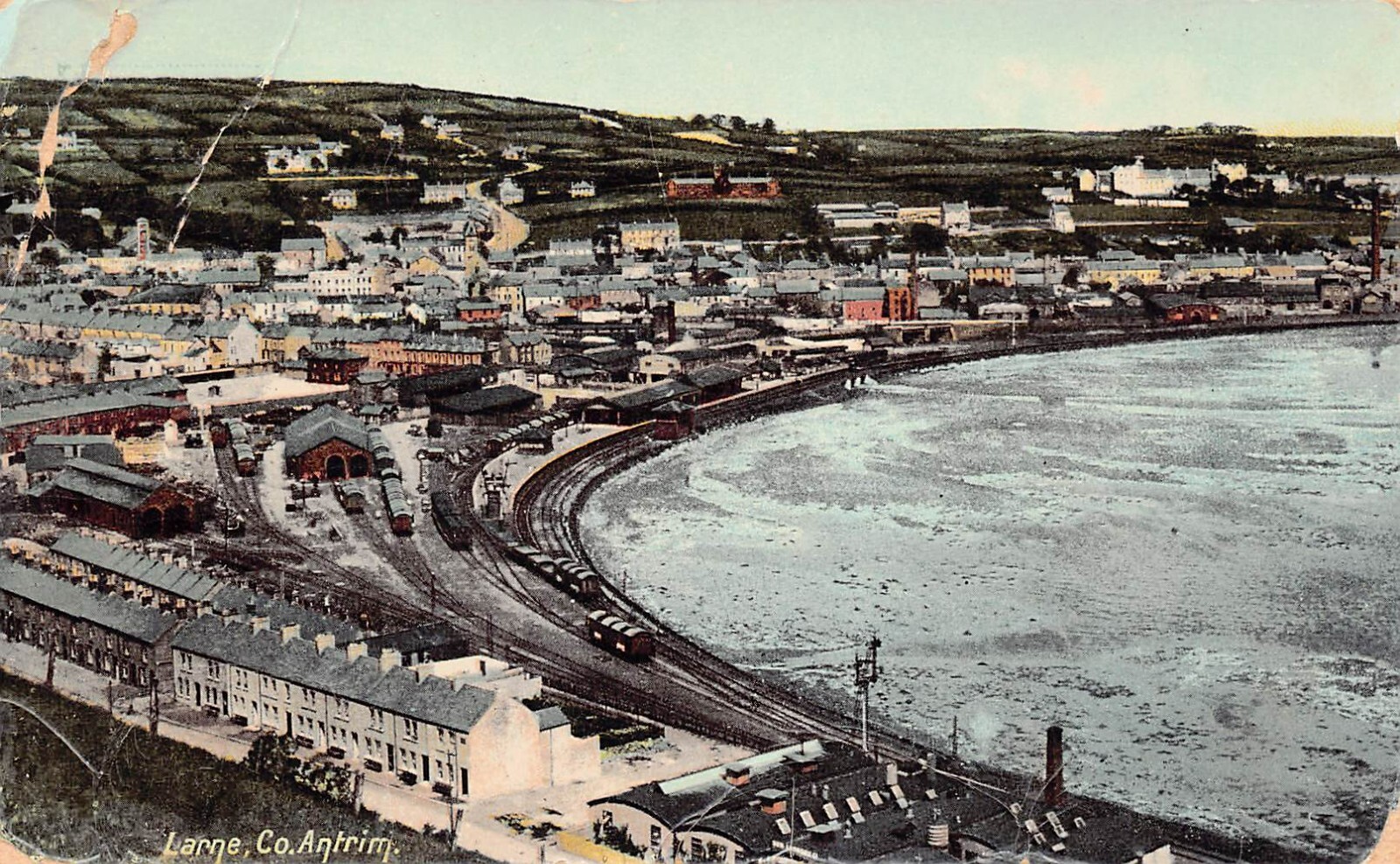 Larne County Antrim Ireland Train Station Depot Railroad Railway Vtg Postcard V9