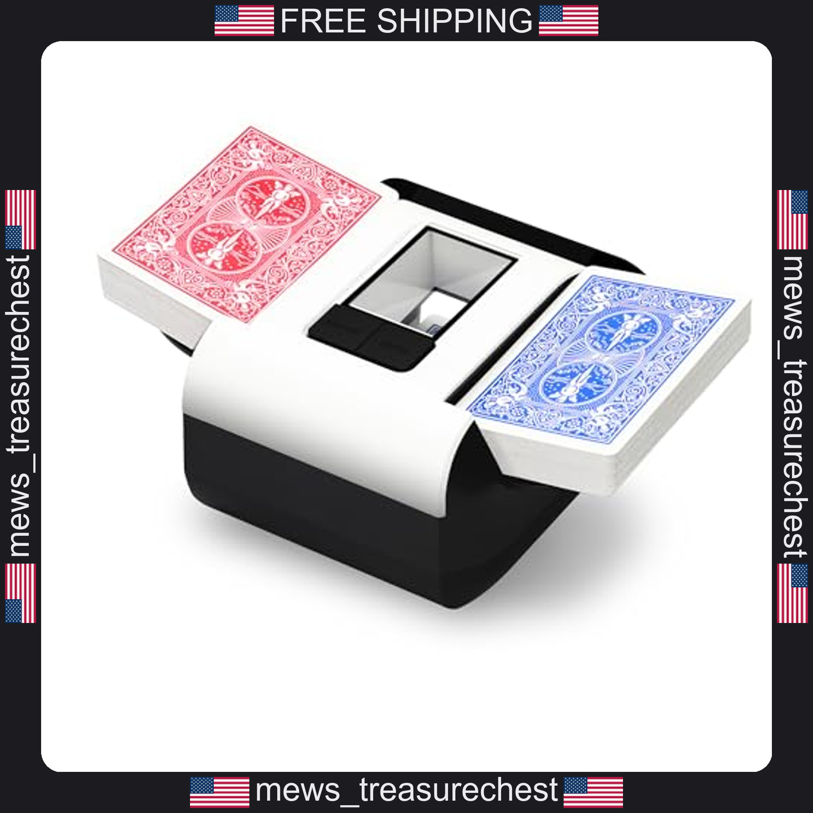 Automatic Card Shuffler for 1-2 Decks USB-C Rechargeable Quiet Portable