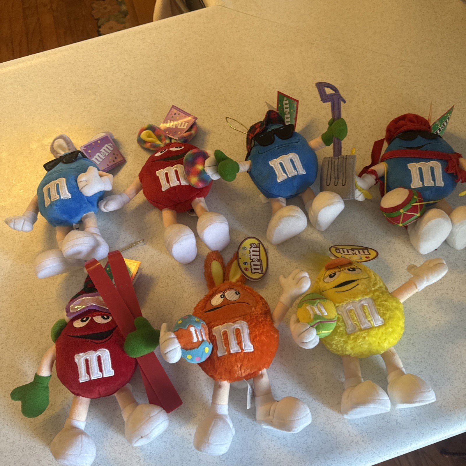 Lot of 7 VTG Plush M&M's Easter Christmas Figurine Stuffed Brand New With Tags