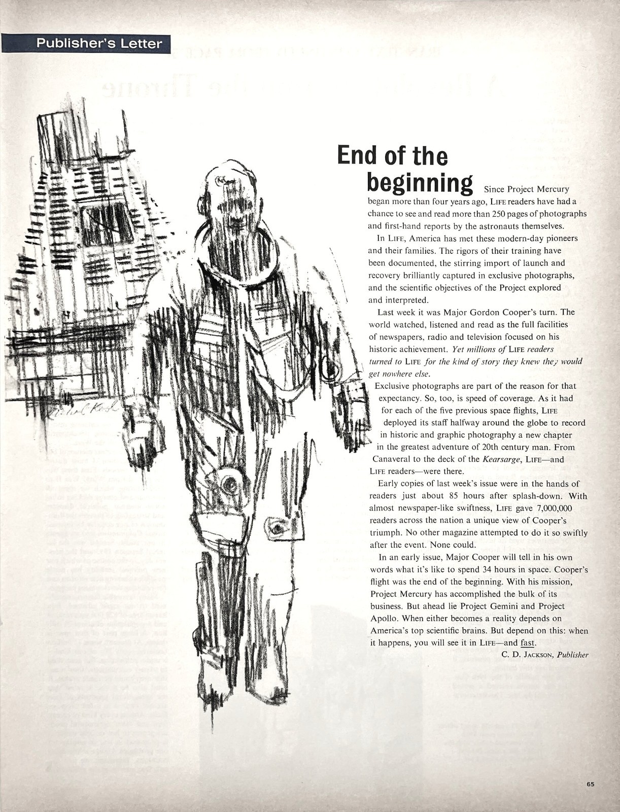 NASA Pioneers Project Mercury Gordon Cooper Publisher Letter Vintage Mag Excerpt