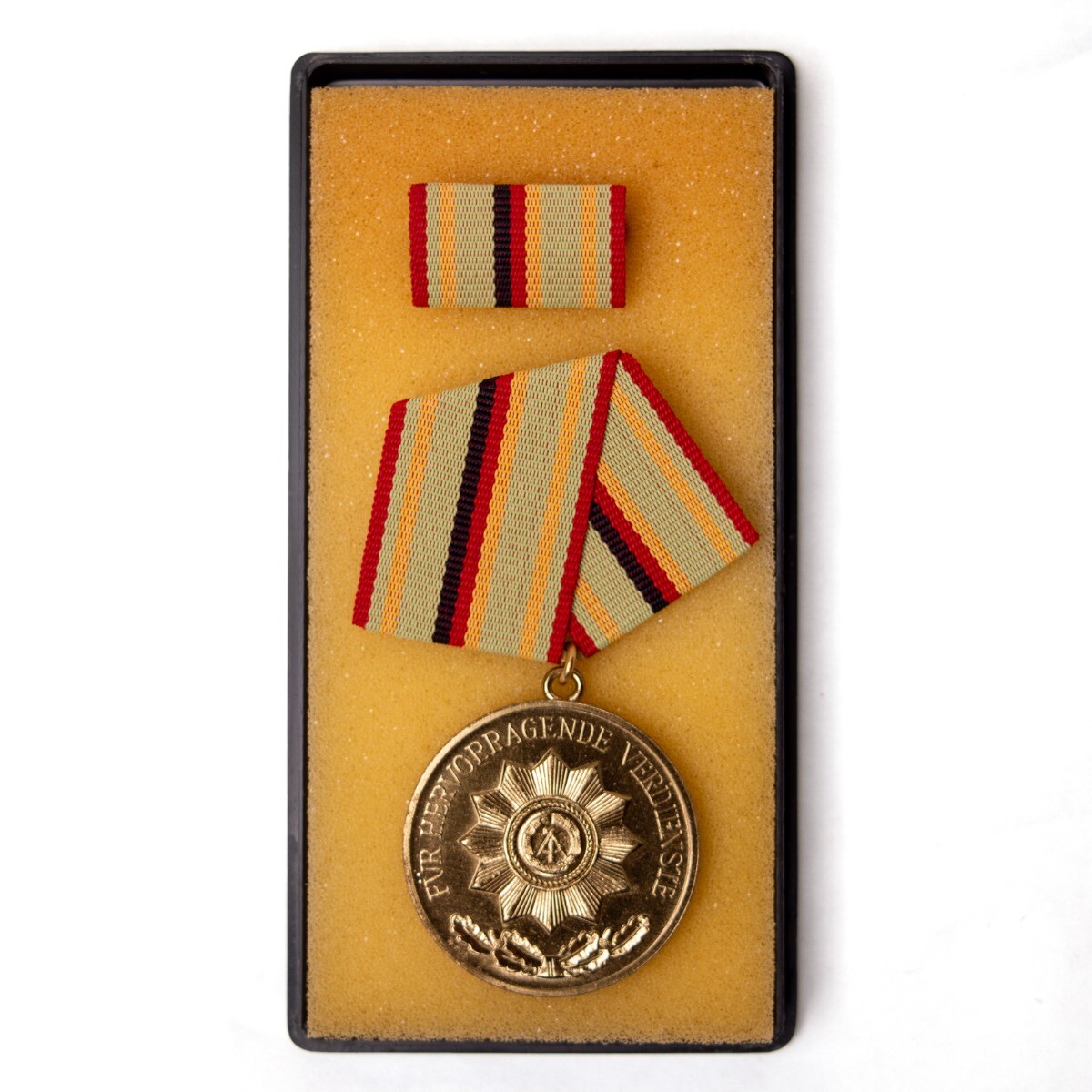 Authentic New East German Interior Ministry Gold Merit Medal w/ Ribbon