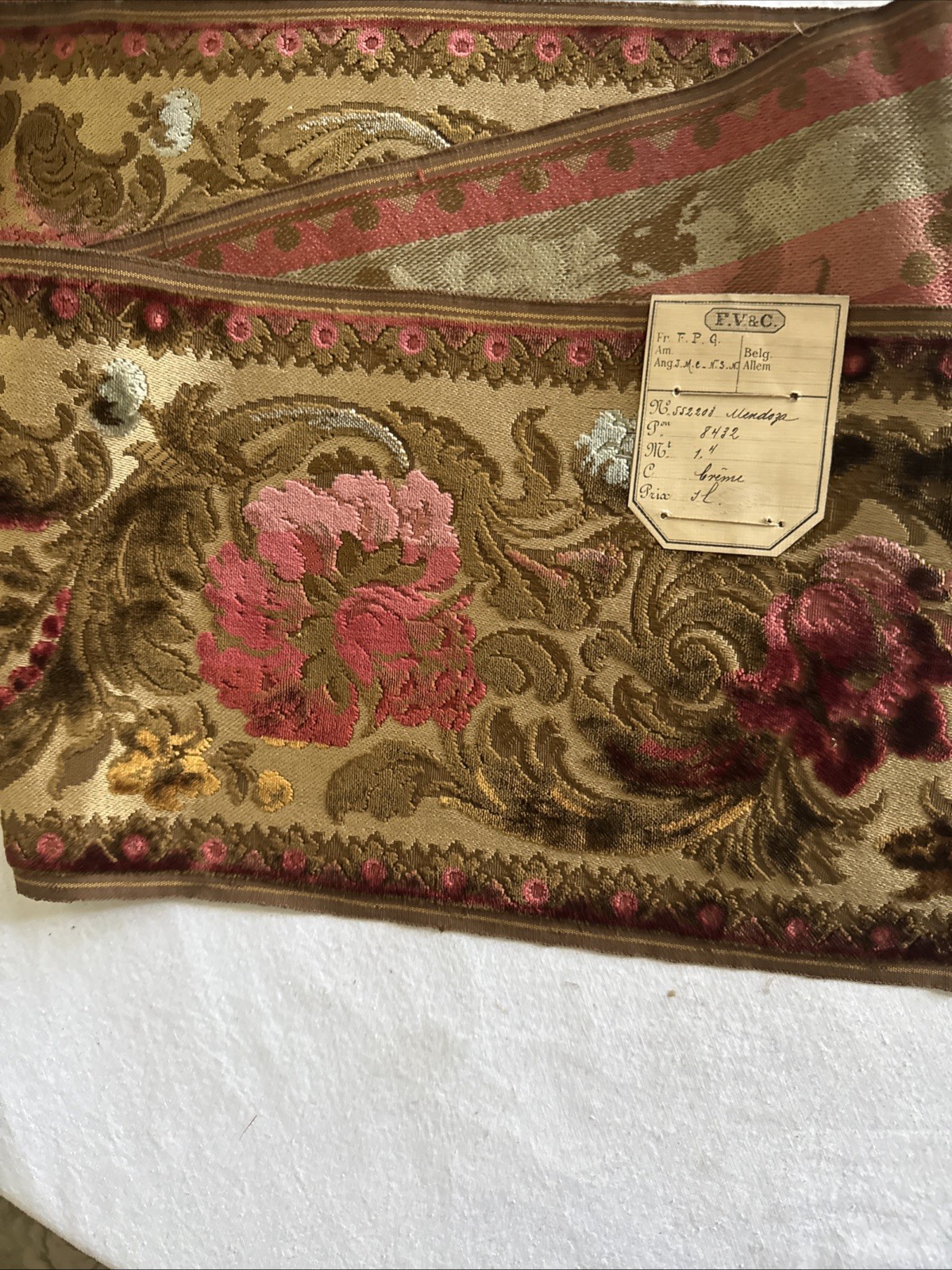 Vintage Antique Victorian Edwardian Chiseled Velvet Floral Border Fabric N.O.S. Vintage Antique Victorian Edwardian Chiseled Velvet Floral Border Fabric N.O.S.