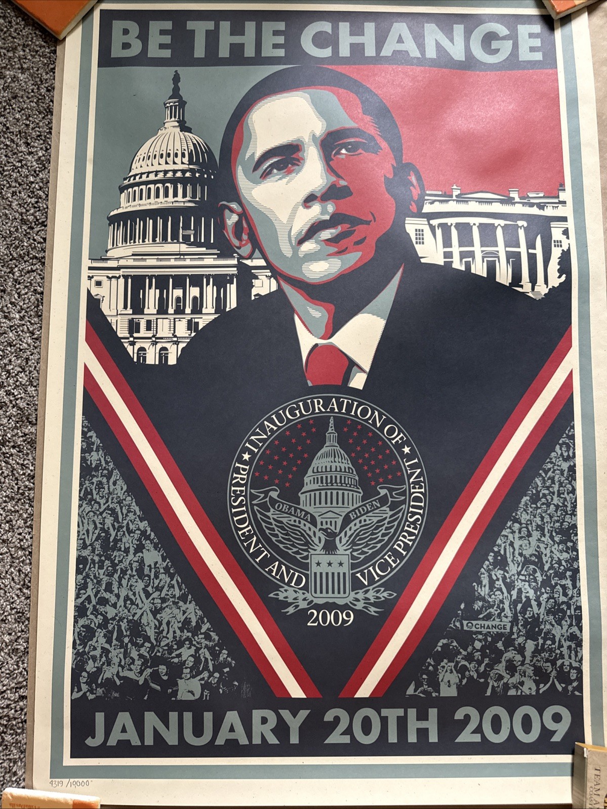 Shepard Fairey “Be The Change” Barack Obama Inauguration Lithograph Poster Art