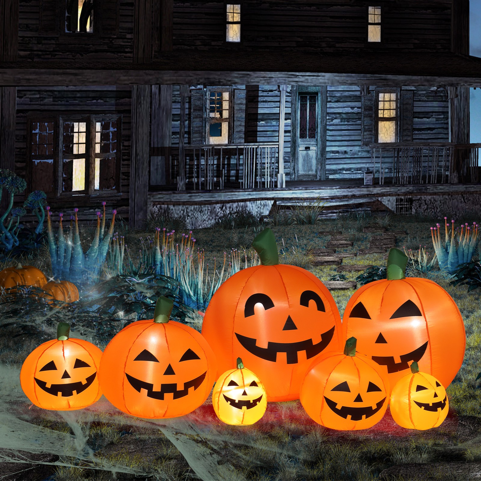 7FT Long Halloween Inflatable Pumpkin Decorations Halloween Inflatable Decor