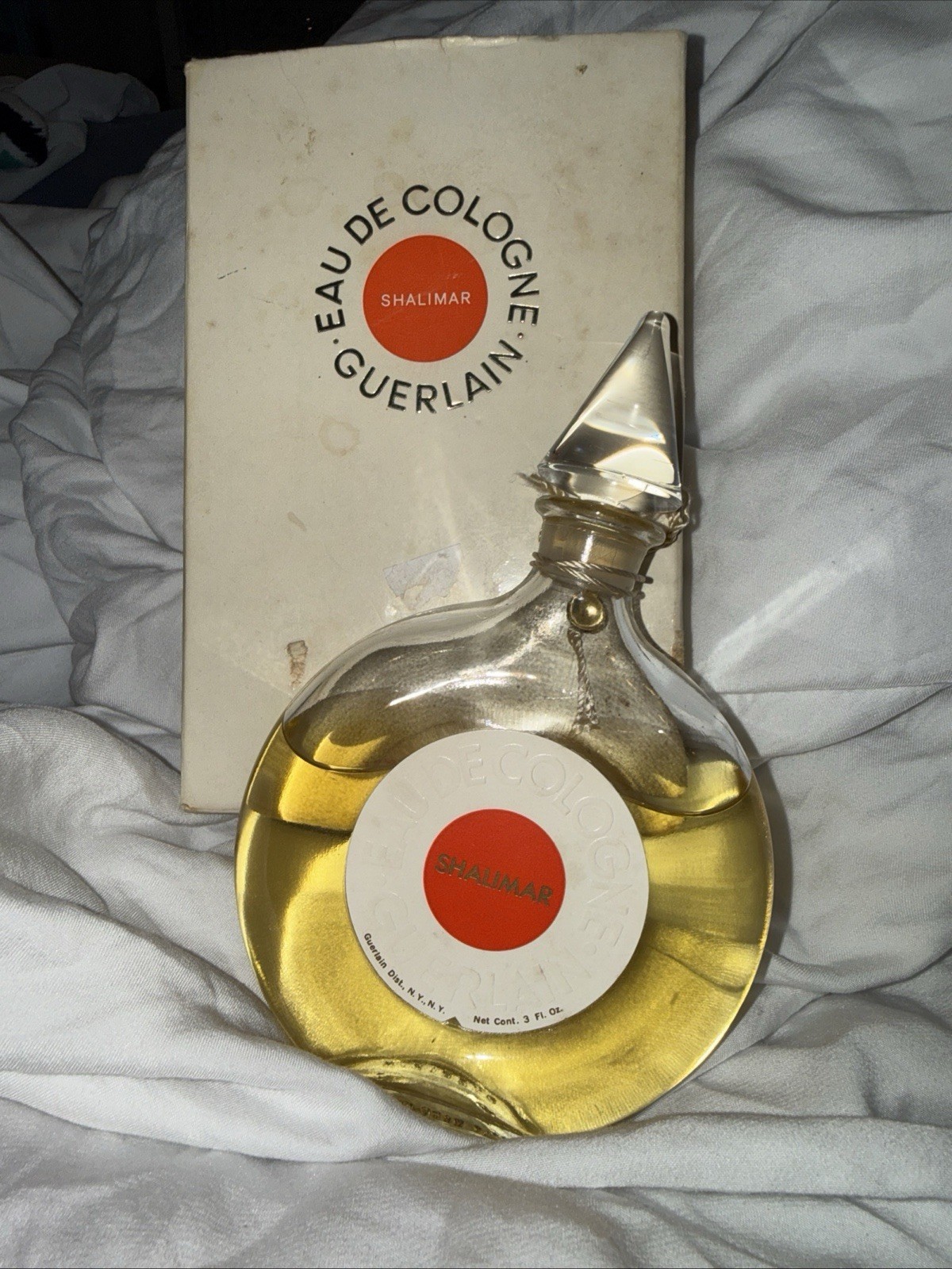 Vintage Guerlain Shalimar Eau De Cologne 3 Ounce Open Bottle