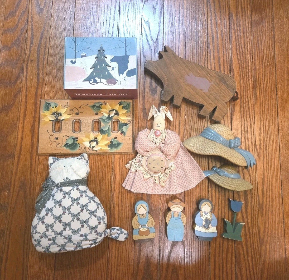 Vintage Folk Art Figurines – Primitive Country Deco Lot 