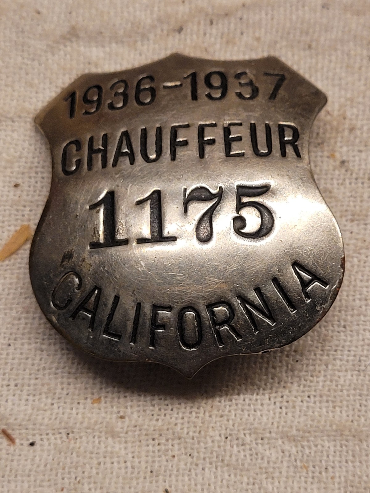 1936-1937 California Licensed Chauffeur Badge #1175