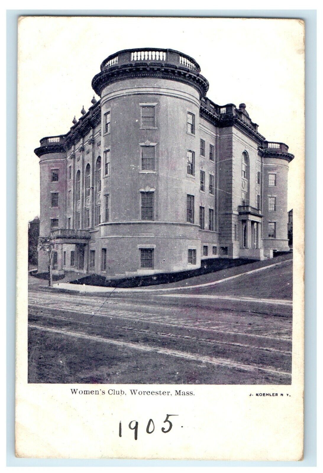 1905 Women's Club Building, Worcester, Massachusetts MA Antique Postcard