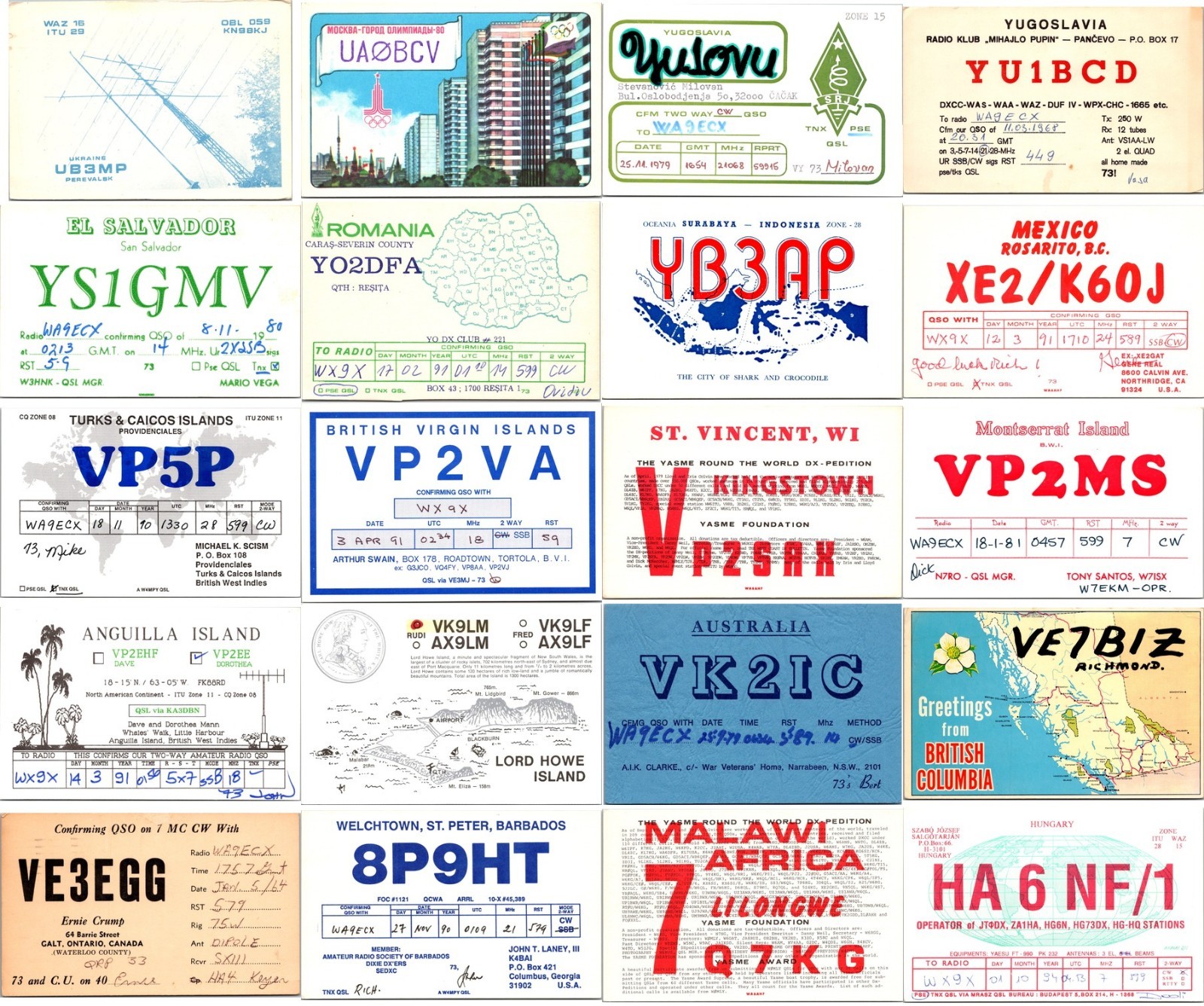 DX Mix QSL ~50 Vintage Ham Radio Cards Lot N03