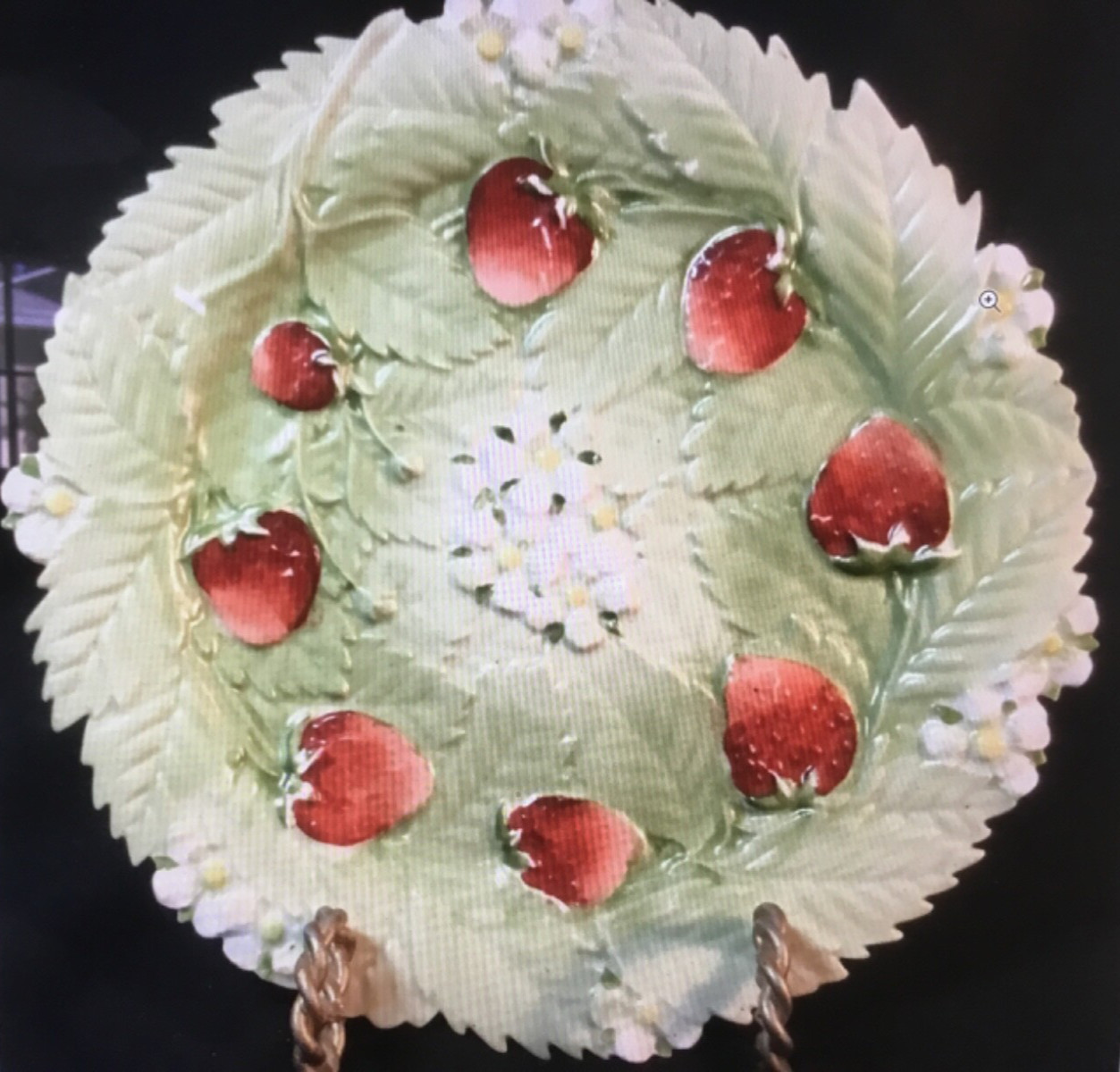 Antique Early English Porcelain Strawberry Plates molded Exotic Rim