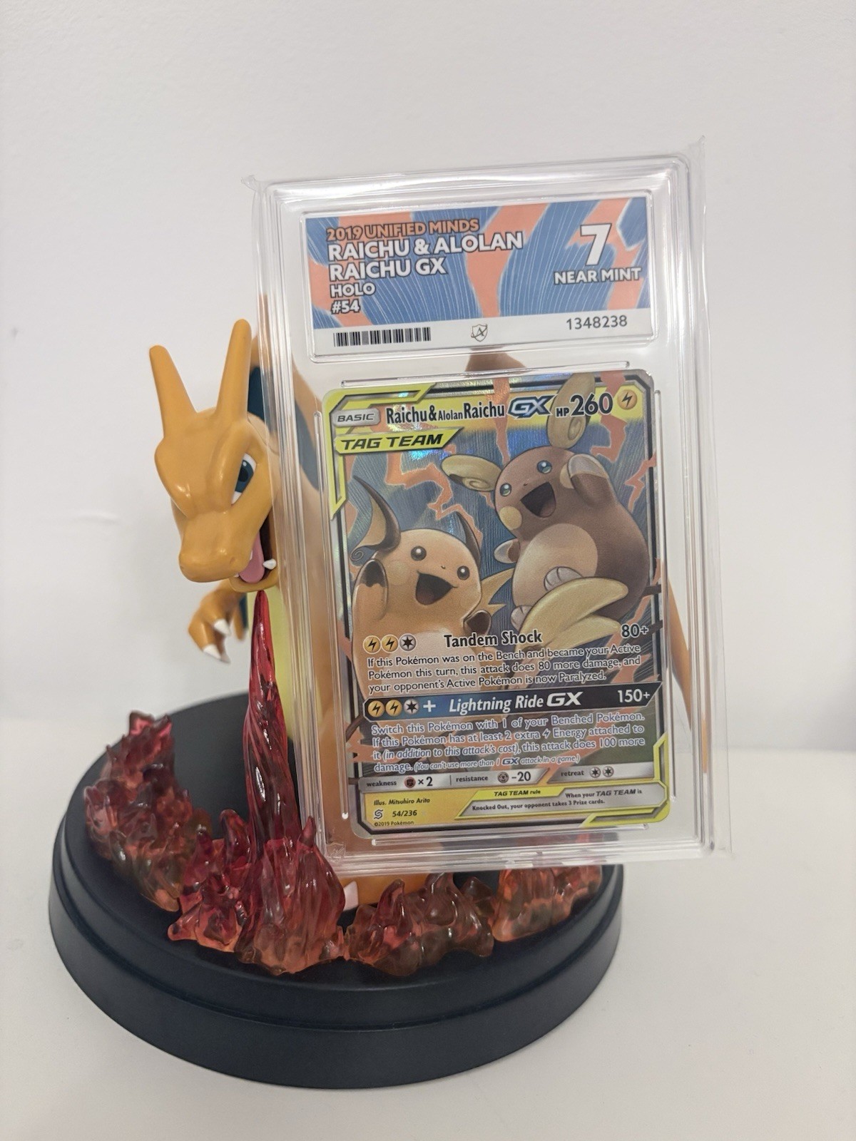 Raichu & Alolan Raichu GX 54/236 Tag Team Unified Minds Pokemon Holo LP Ace 7
