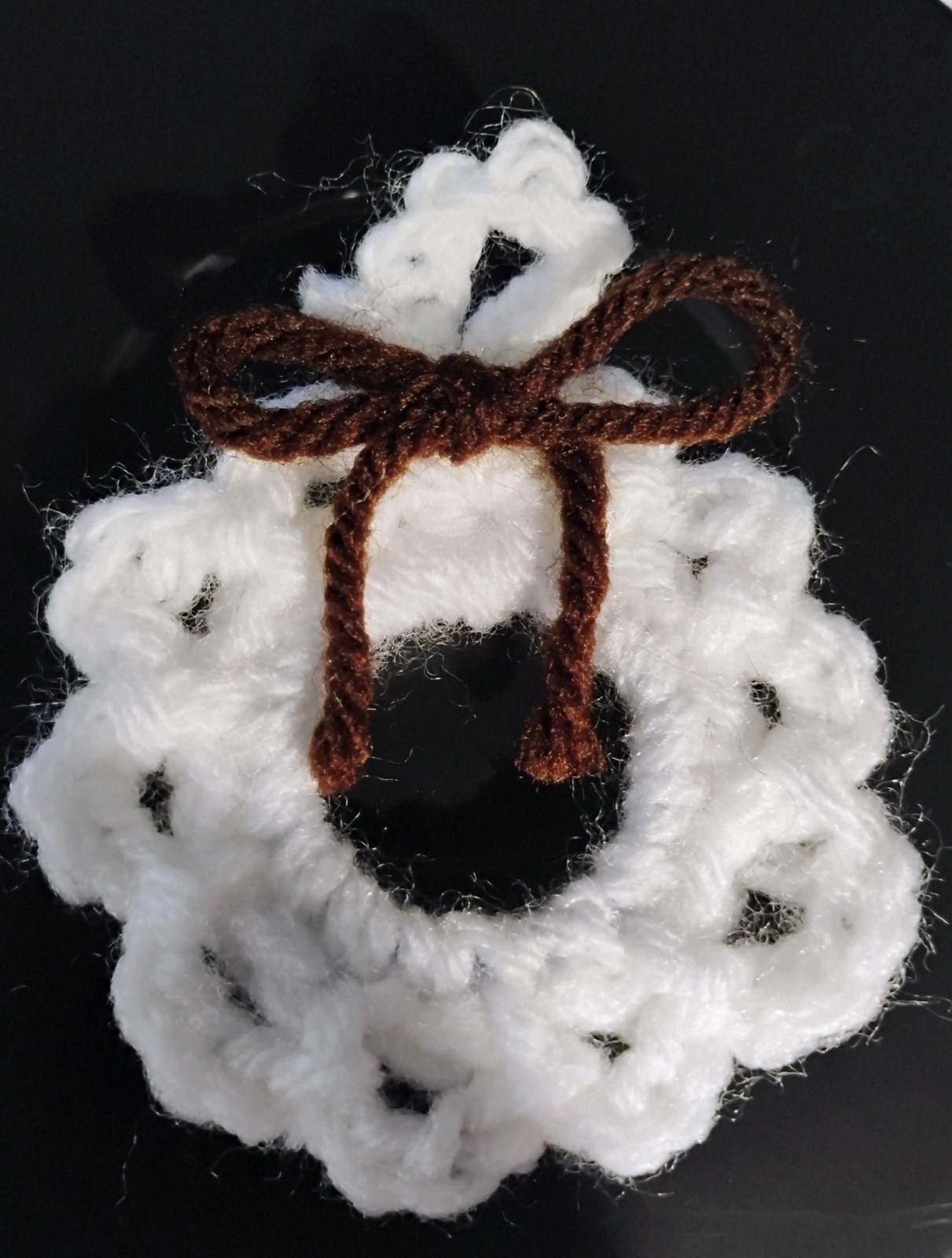  Christmas Tree Ornaments Set of 12 White with Brown Bow