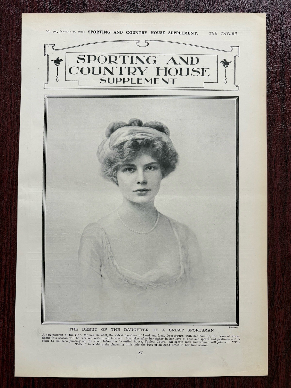 Hon. Monica Grenfell Lord Desborough Sir John Salmond Swaine Photo Tatler 1911