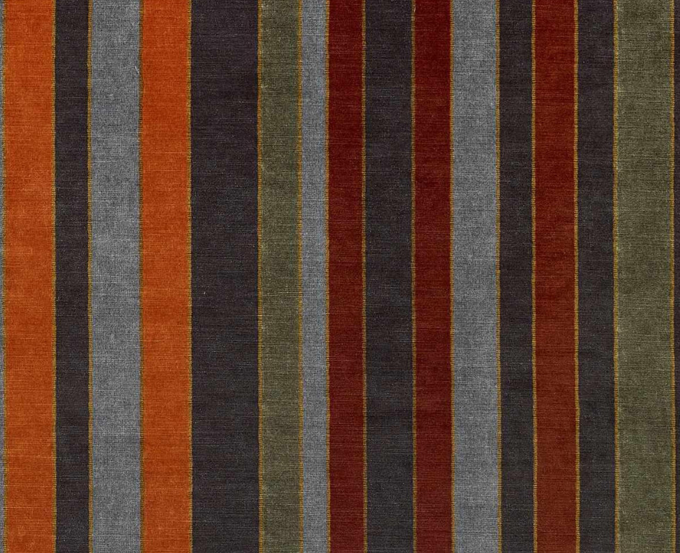 Etro Multicolor Striped Velvet Uphol Fabric- Via Aureliana / Nero 3 yds 9428101