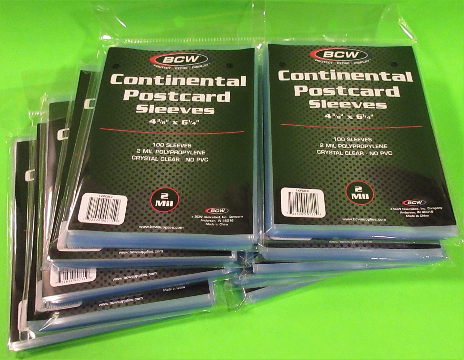 1000 BCW CONTINENTAL POSTCARD SLEEVES, 2 MIL CRYSTAL CLEAR, 4-3/8 X 6-1/4