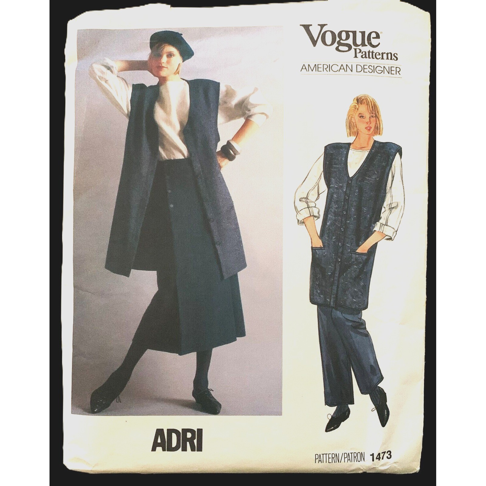 Vogue ADRI Designer Rare 1473 Pattern SLIMMING Lg Tunic Vest Skirt Pant Top 8/UC