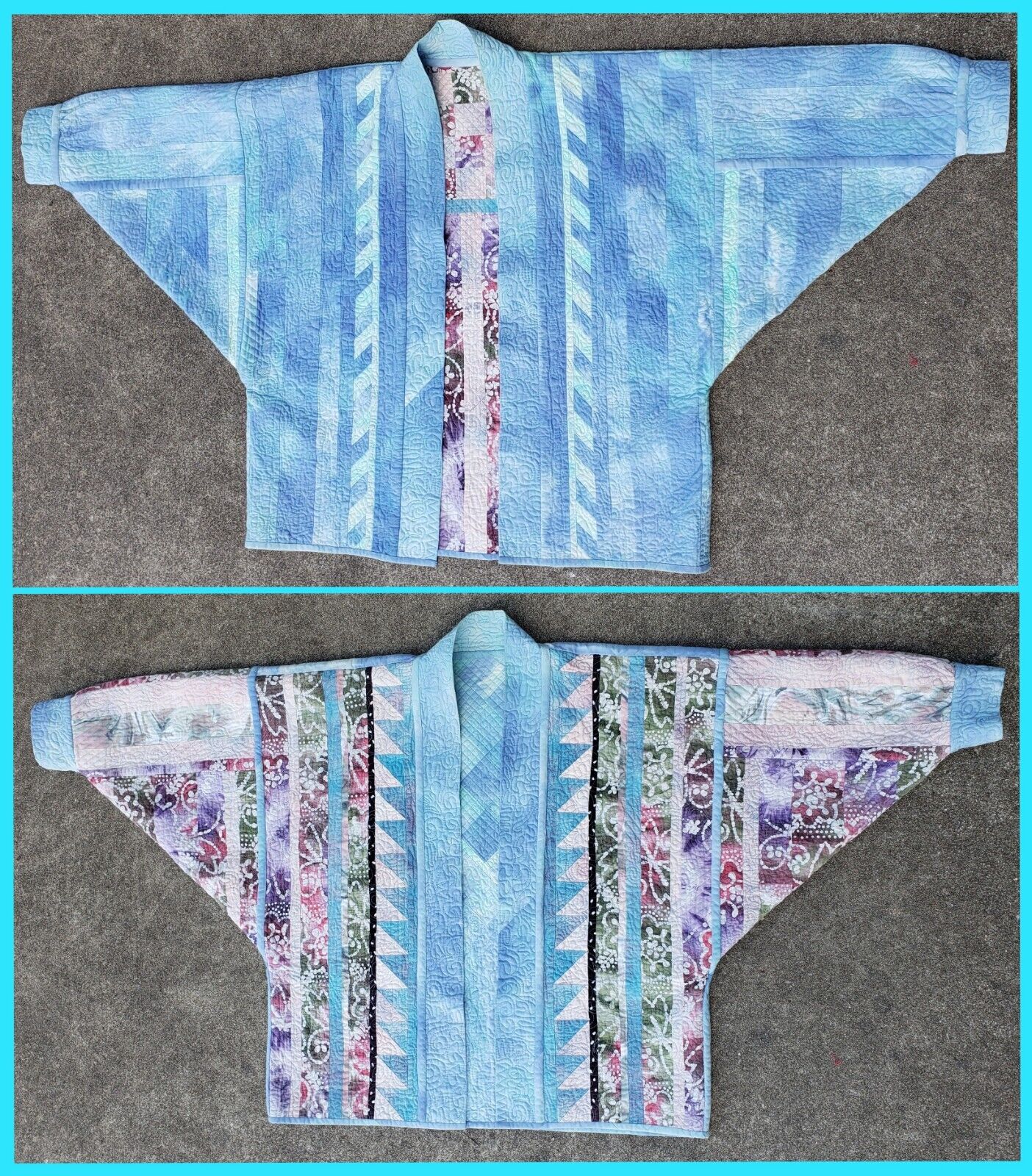 Vintage Kimono, Handmade, Quilted Multicolor, Women's L/XL