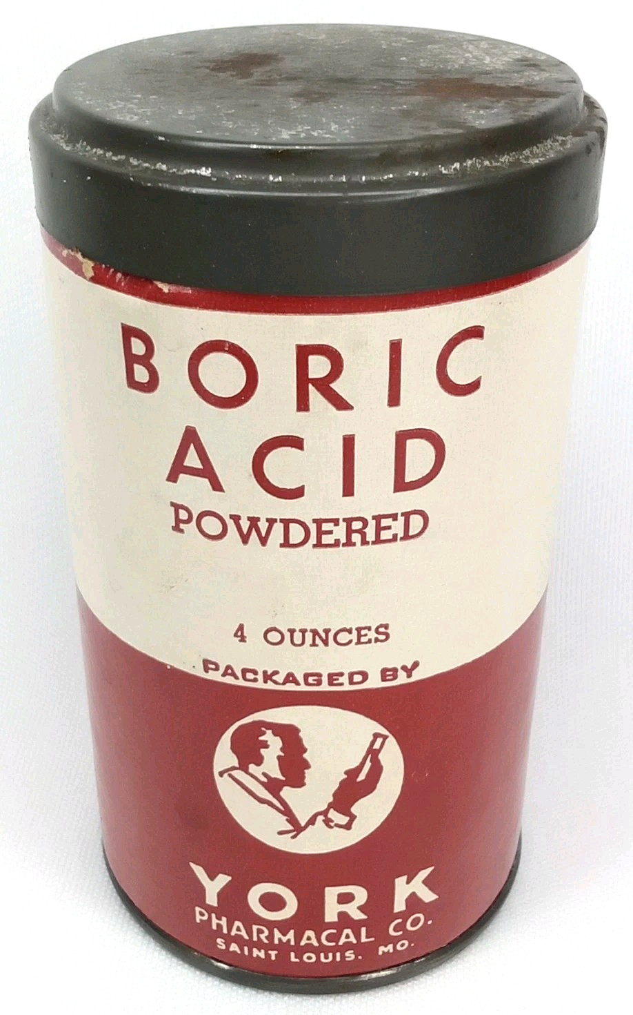 Boric Acid Advertising Container York Pharmacal Co Saint Louis MO Antique 1930s