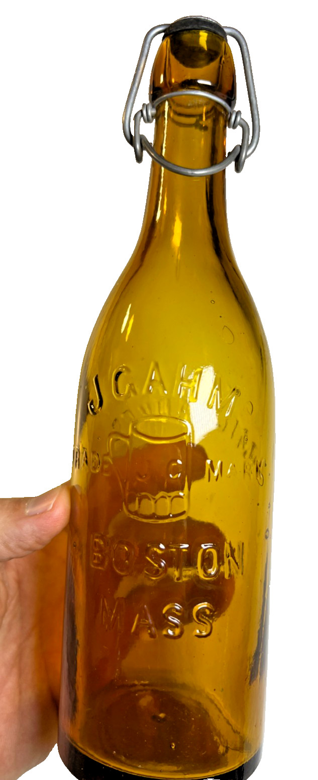 Antique J Gahm Boston Honey Blob Top Blobtop Schlitz Milwaukee Pictorial Bottle