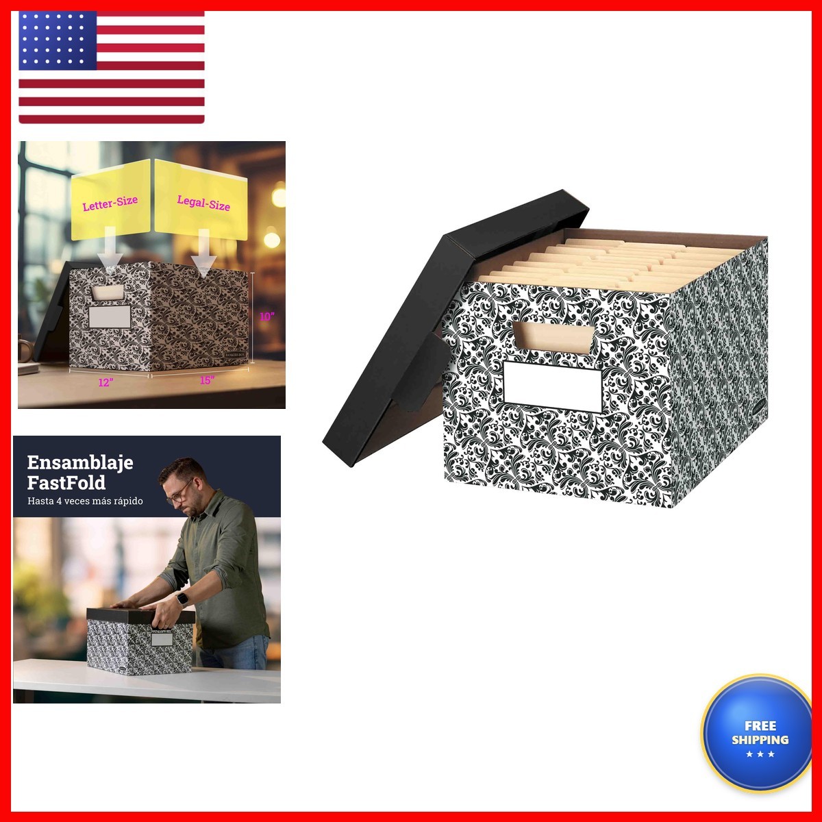 Bankers Box 4-Pack Brocade Design Medium Duty File Storage Boxes Letter/Legal