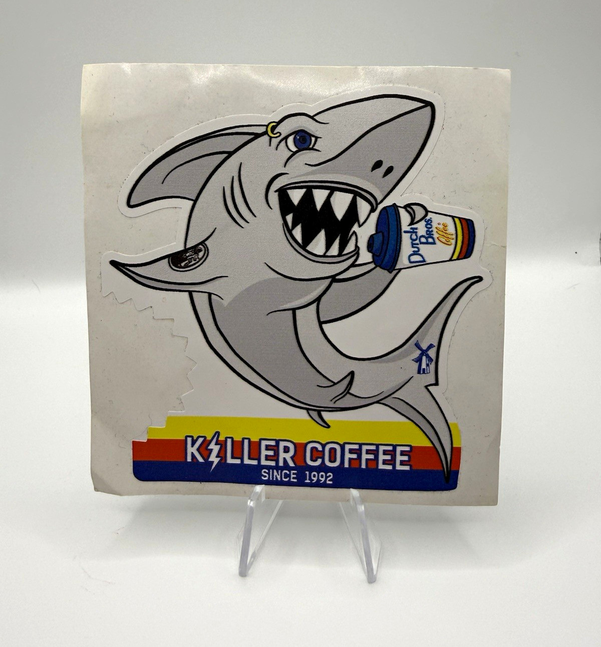 Rare Vintage Dutch Bros Killer Coffee Shark Sticker HTF Old School Decal