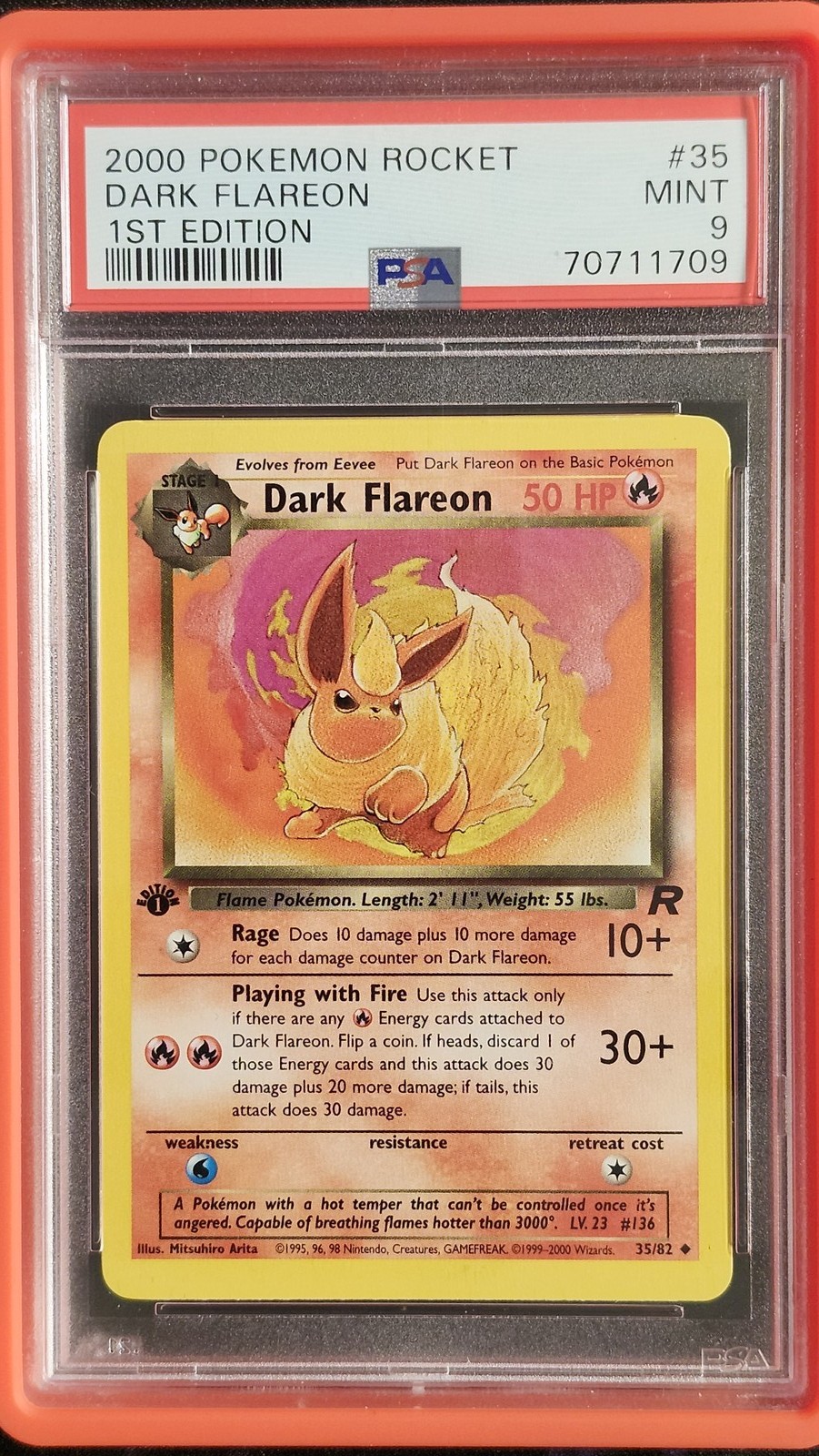 Pokemon PSA 9 Dark Flareon 35 1st Edition Team Rocket