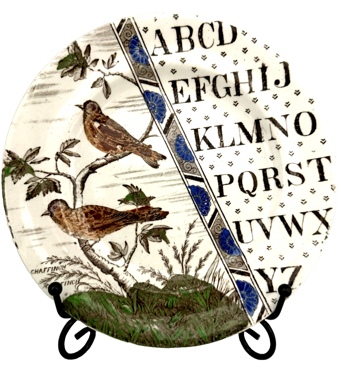 Antique 1884 Brownhill\'s Child\'s Alphabet Plate Birds Series Aesthetic Influence