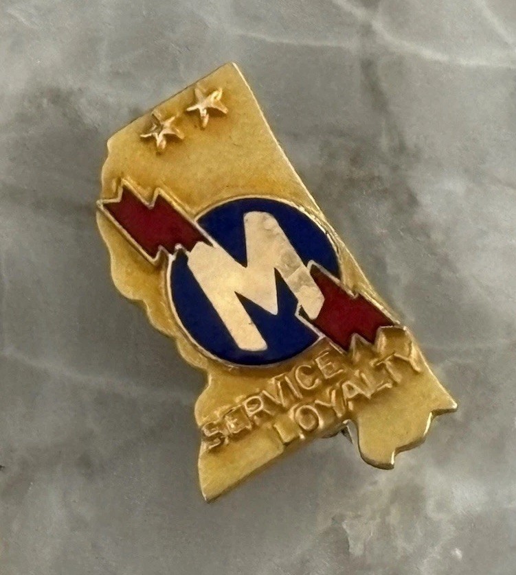 Vintage Gold Filled Mississippi Red Blue Enamel Service Lapel Pin