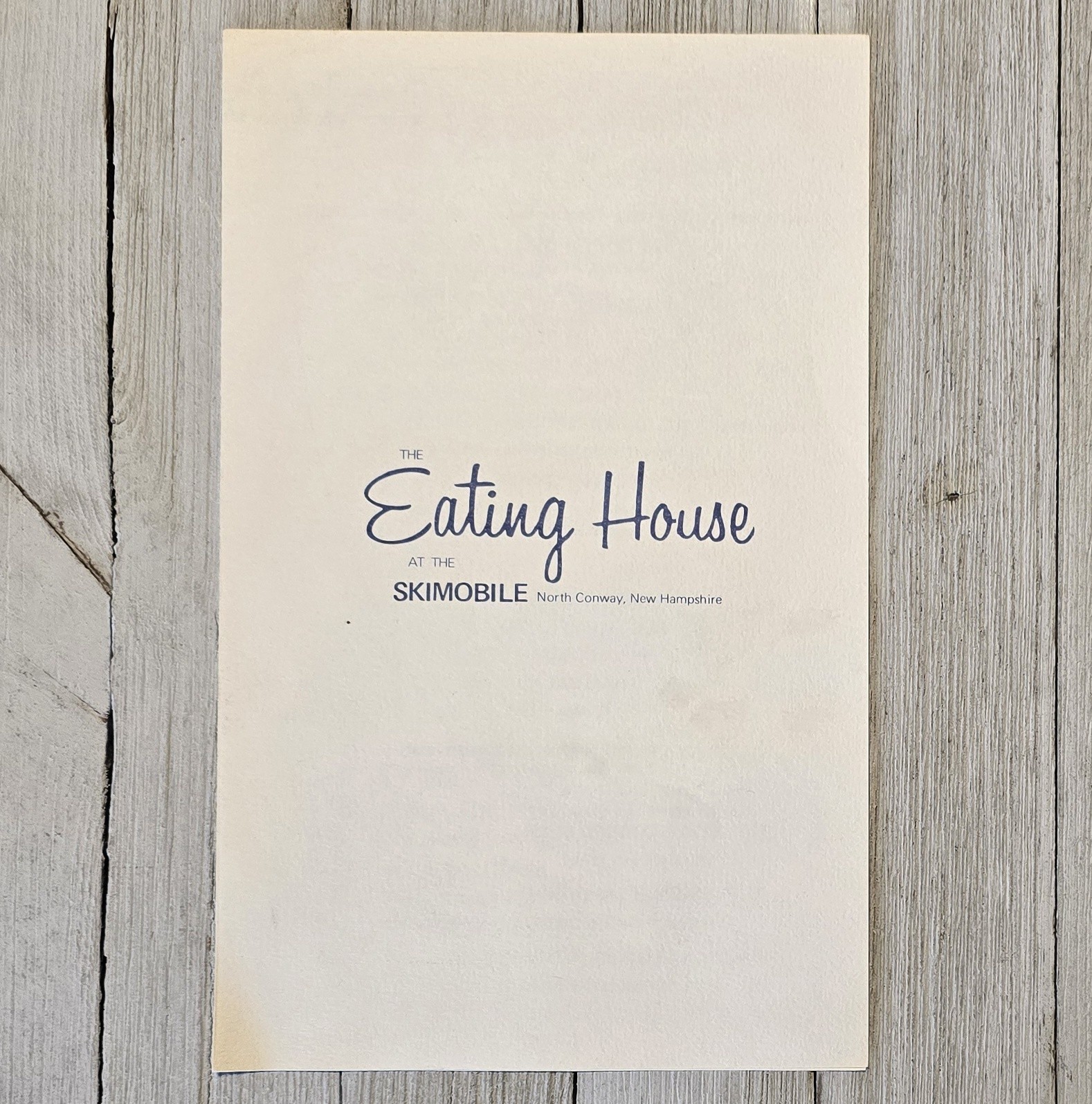 Vintage 1960s The Eating House Restaurant Menu Skimobile North Conway NH