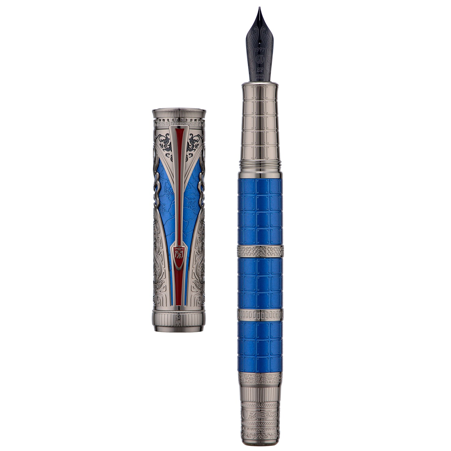 Hongdian D5S Fountain Pen EF/F/ M Nib & Converter Retro Qin Dynasty , Blue