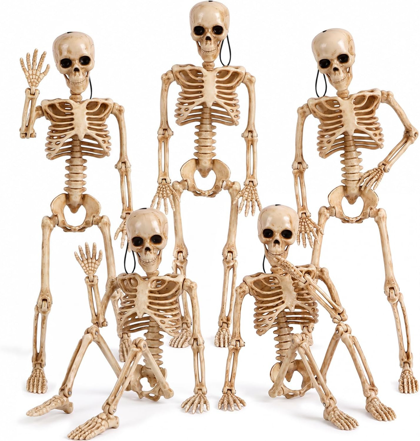 5 Pack 16 Inch Halloween Skeleton Decoration Spooky Prop for Indoor Outdoor