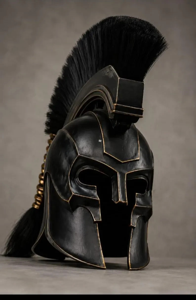 Agamemnon Warrior Helmet Replica, Handmade Steel, Greek LARP Costume Armor