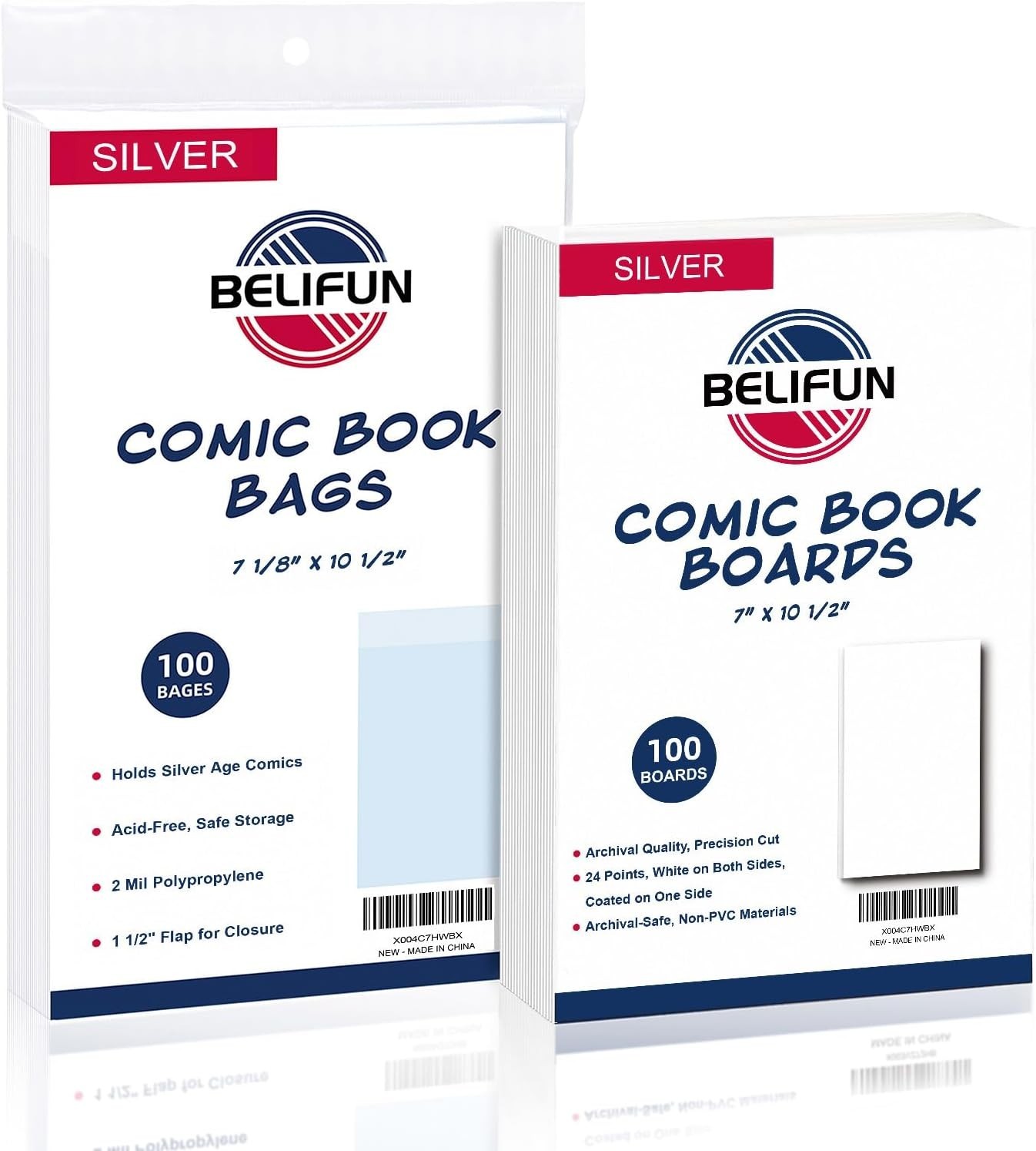 100ct Silver-Age Comic-Book-Bags and Boards - Reusable Comic Book Boards and Ba