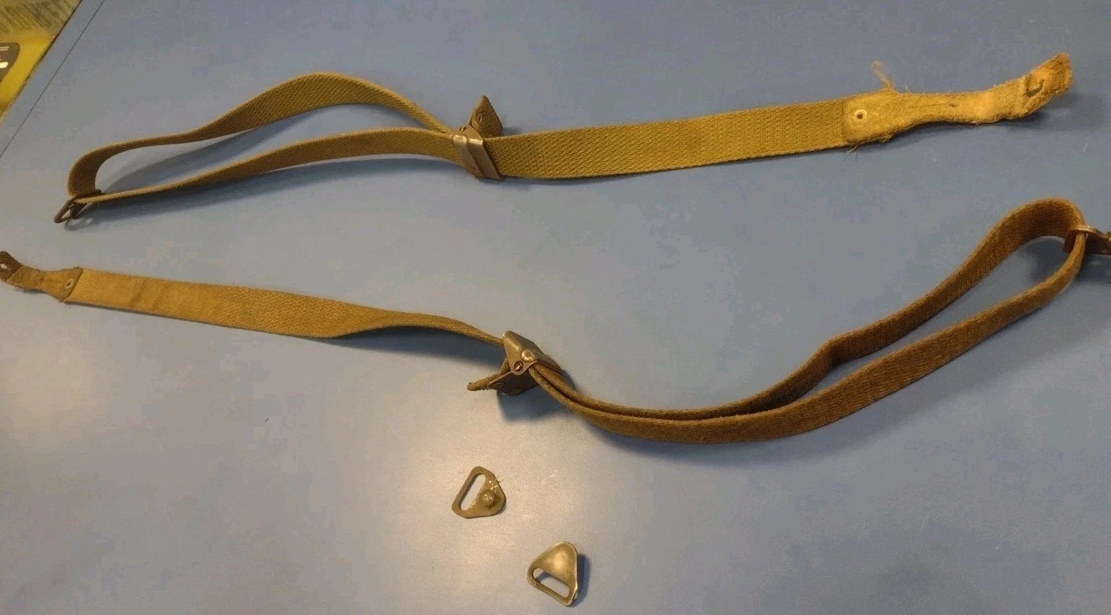 2 Rare Original German Cold War Military Rifle Sling Post WWII 2 Patina W/ TABS