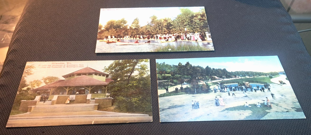 WI Milwaukee, Wisconsin Washington Park LOT OF 3 diff. ANTIQUE PC's c.1900 teens