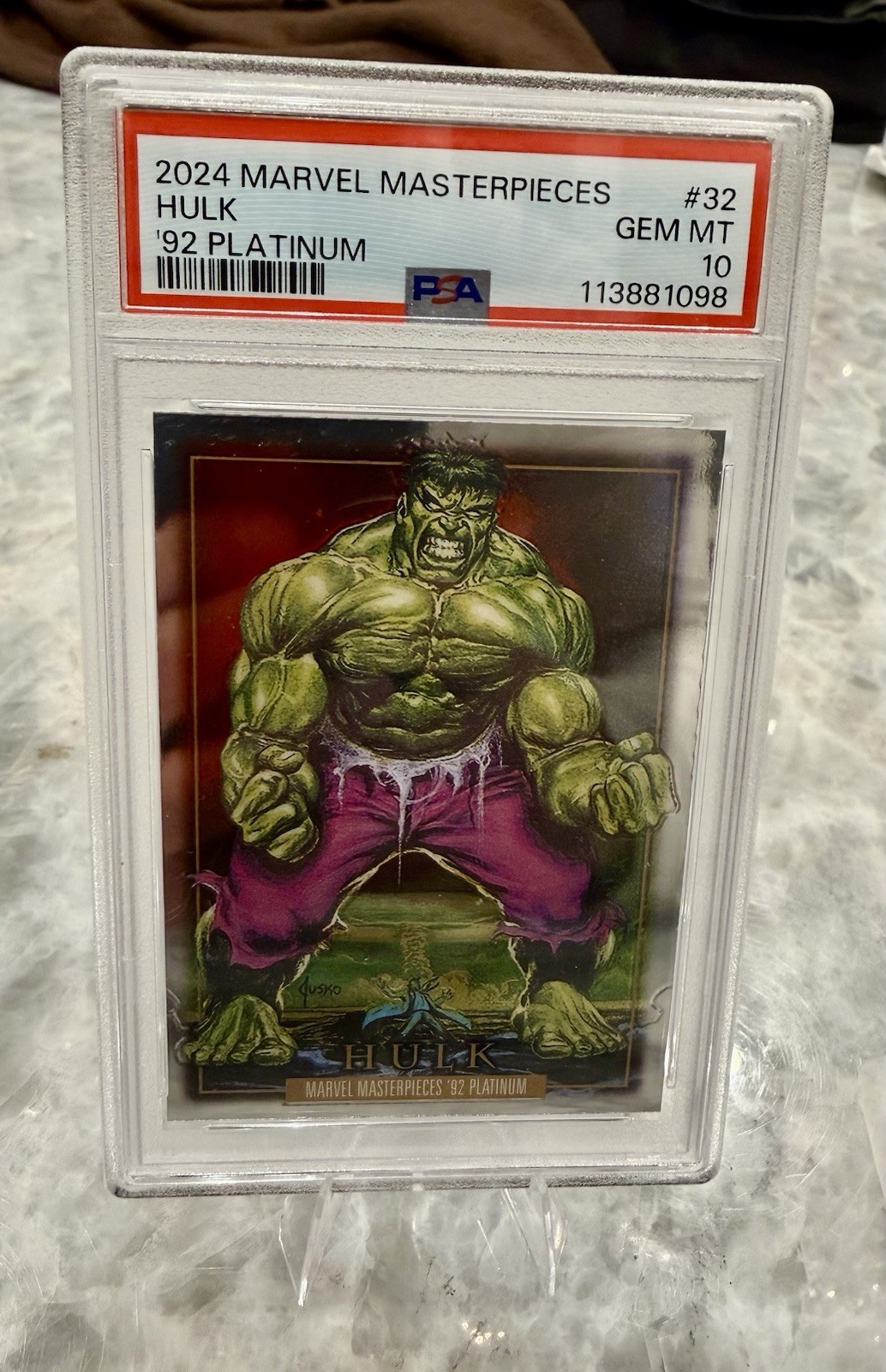 2024 Upper Deck Marvel Masterpieces 92 Platinum HULK - PSA 10 POP 1 🔥🔥